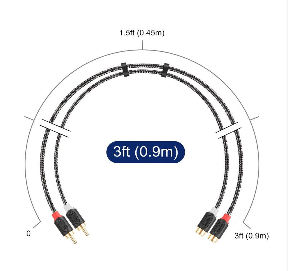 2RCA M/F Audiowave Series Audio Extension Cable with Nylon Braid