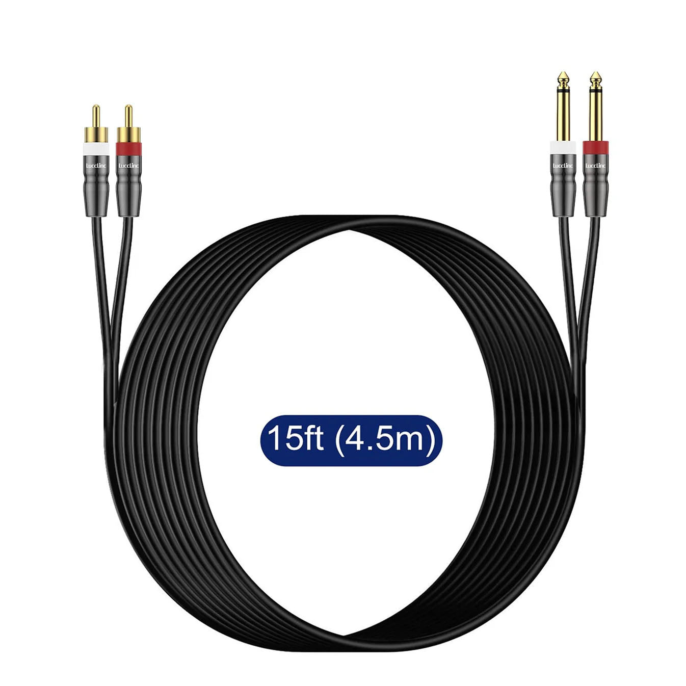 Dual 1/4 inch TS Male to Dual RCA Male Stereo Speaker Cable