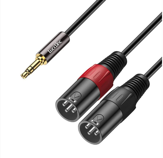 2 XLR Male to 6.35 mm 1/4 inch TRS Male Unbalanced Stereo Audio Cable