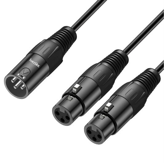 2 XLR Male to XLR Female Balanced Microphone Splitter Cable