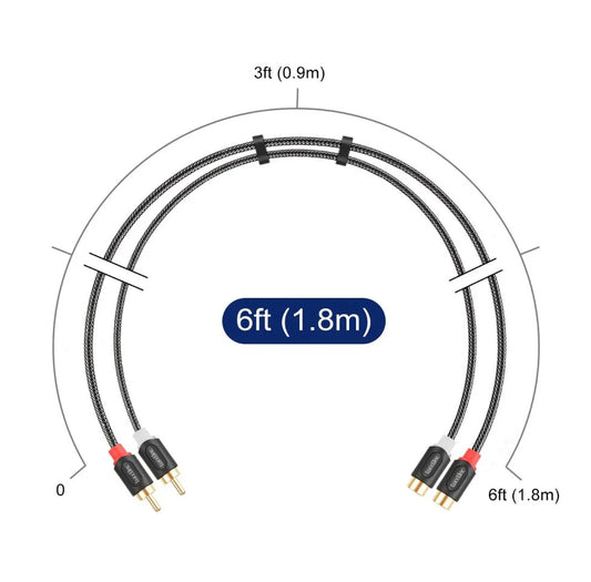 2RCA M/F Audiowave Series Audio Extension Cable with Nylon Braid