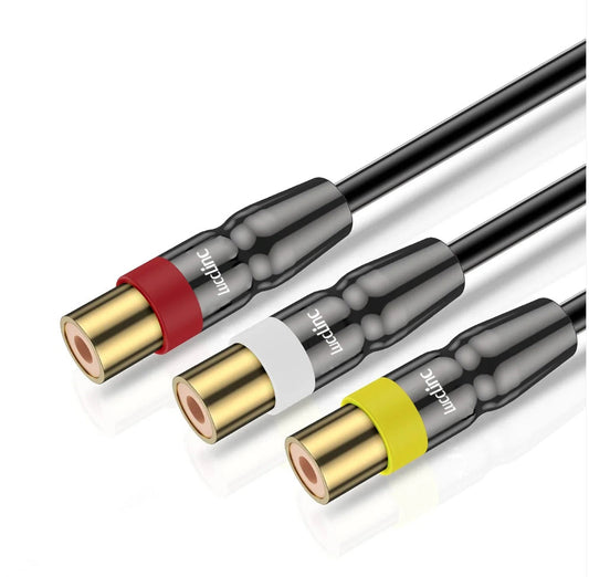 3RCA Male to 3RCA Female Stereo Audio Video RCA Extension AV Cable