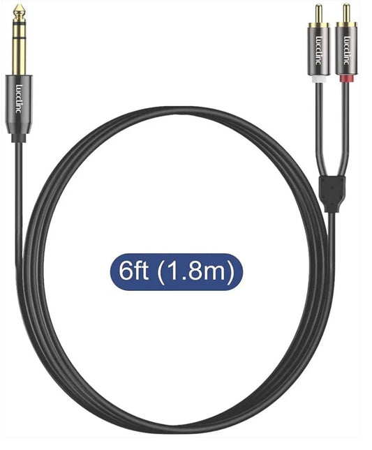1/4 inch TRS to Dual RCA Stereo Audio Speaker Cable