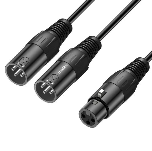 2 XLR Female to XLR Male Balanced Microphone Splitter Cable