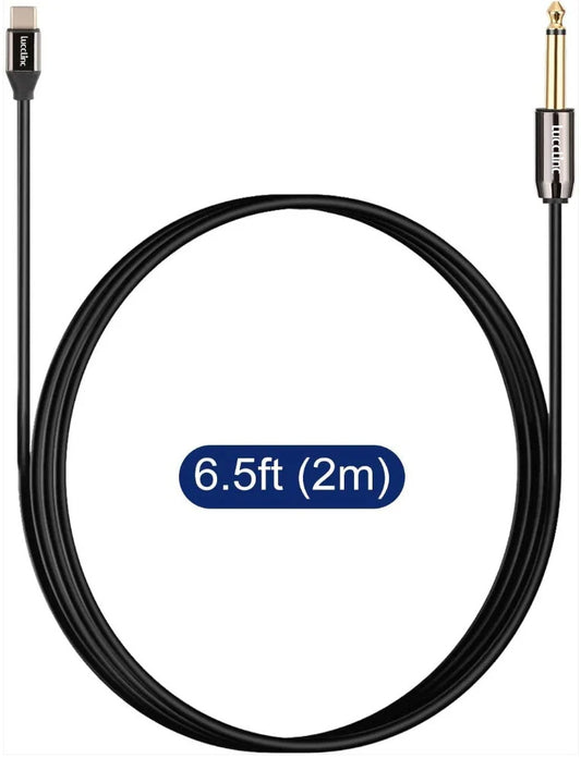 USB Type C to 6.35 mm 1/4 inch Male TS Mono Audio Cable