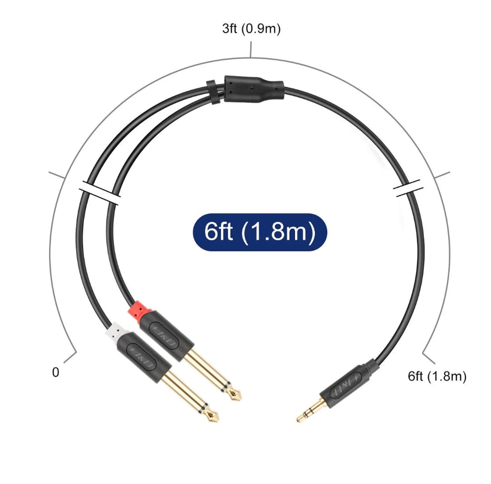 3.5 mm TRS Male to Dual 6.35 mm TS Male Audiowave Series Mono Stereo Cable