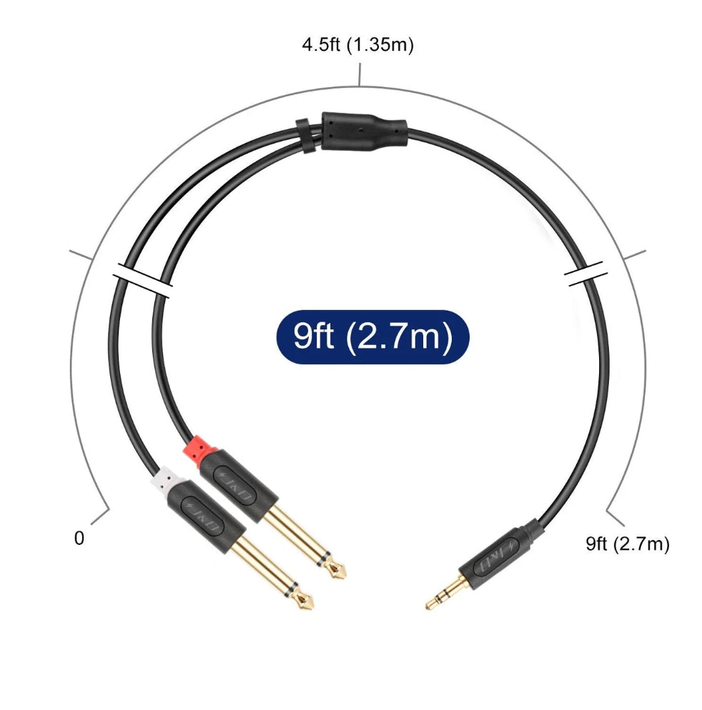 3.5 mm TRS Male to Dual 6.35 mm TS Male Audiowave Series Mono Stereo Cable