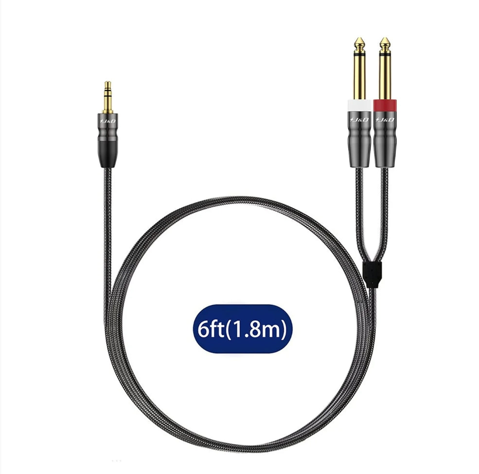 3.5mm TRS Male to Dual 1/4 Mono Male Y-Splitter Instrument Cable