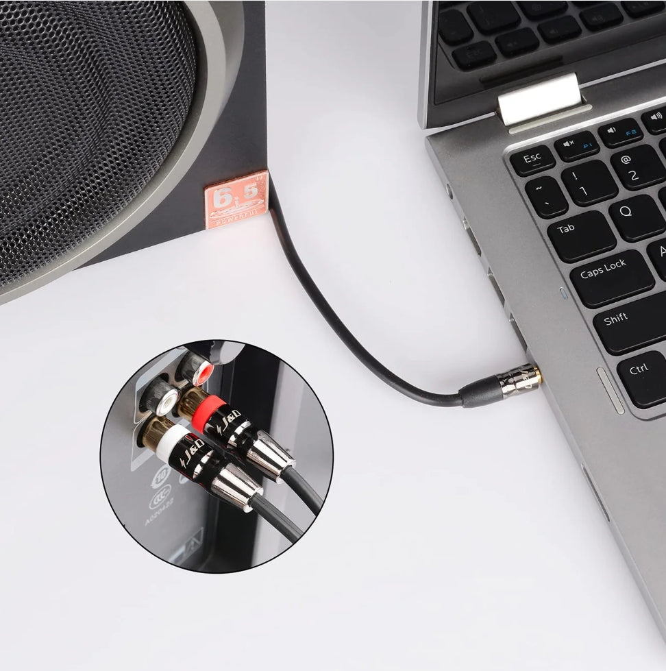J&D 1/8 inch Male to 2 RCA Male Stereo Audio Cable