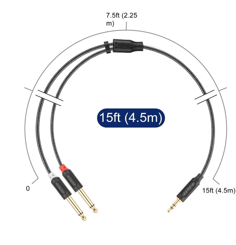 3.5mm TRS to Dual 6.35mm TS Breakout Cable