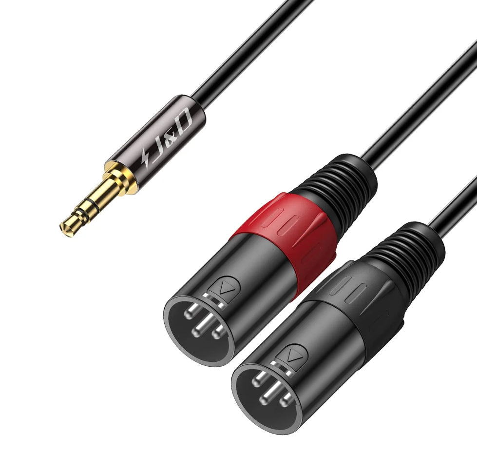 2 XLR Male to 3.5mm 1/8 inch TRS Male Unbalanced Stereo Audio Cable