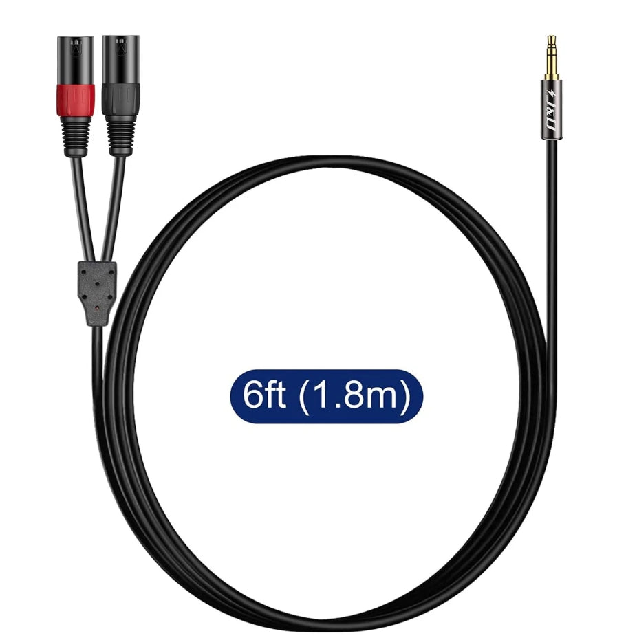 2 XLR Male to 3.5mm 1/8 inch TRS Male Unbalanced Stereo Audio Cable