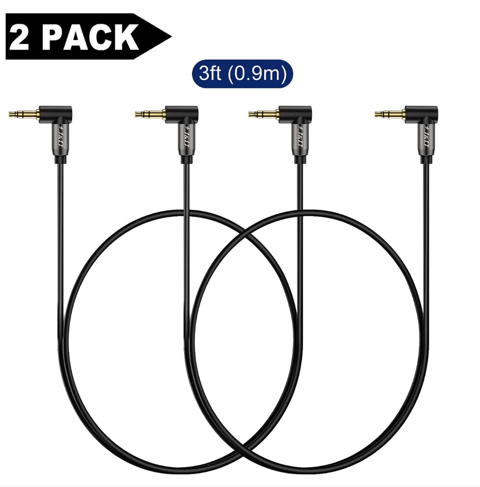 3.5 mm Stereo Audio Aux Cable 90 Degree Right Angle