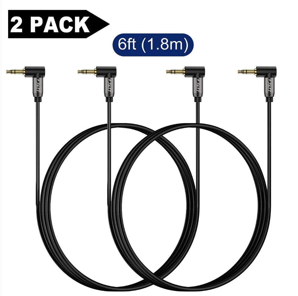 3.5 mm Stereo Audio Aux Cable 90 Degree Right Angle