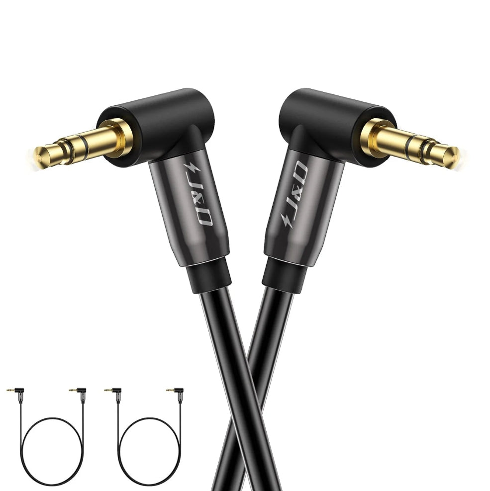 3.5 mm Stereo Audio Aux Cable 90 Degree Right Angle