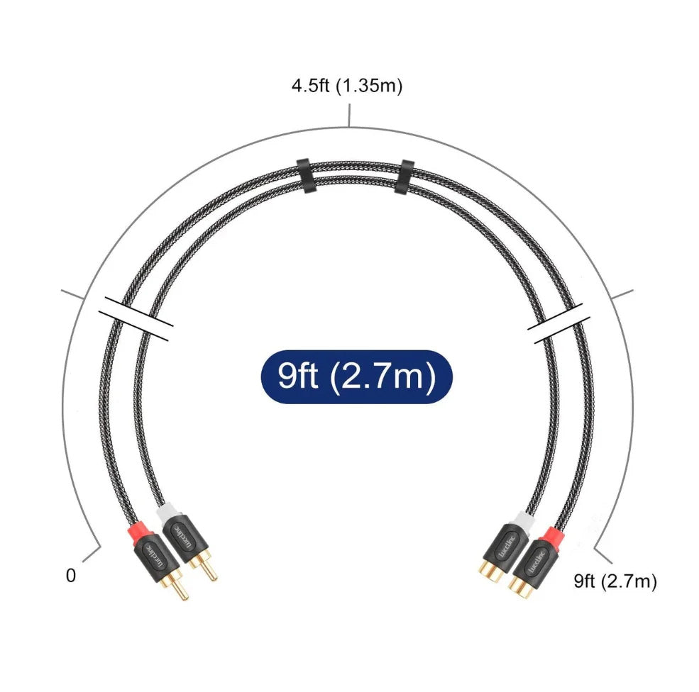 2RCA M/F Audiowave Series Audio Extension Cable with Nylon Braid