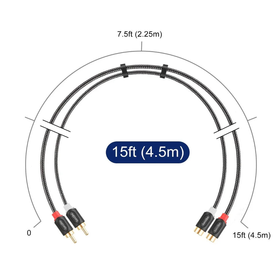 2RCA M/F Audiowave Series Audio Extension Cable with Nylon Braid