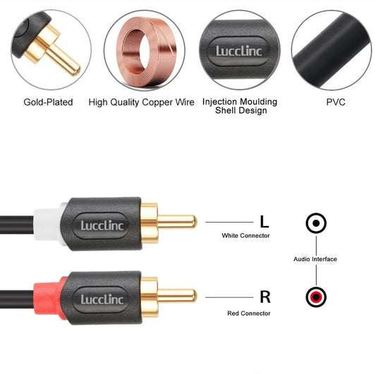 2RCA Male to 2RCA Male Stereo Audio Cable with Nylon Braid