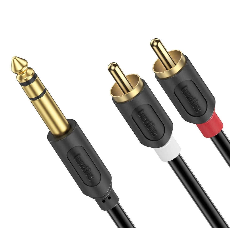 6.35 mm to 2 RCA Male to Male Audiowave Series Stereo Audio Speaker Cable