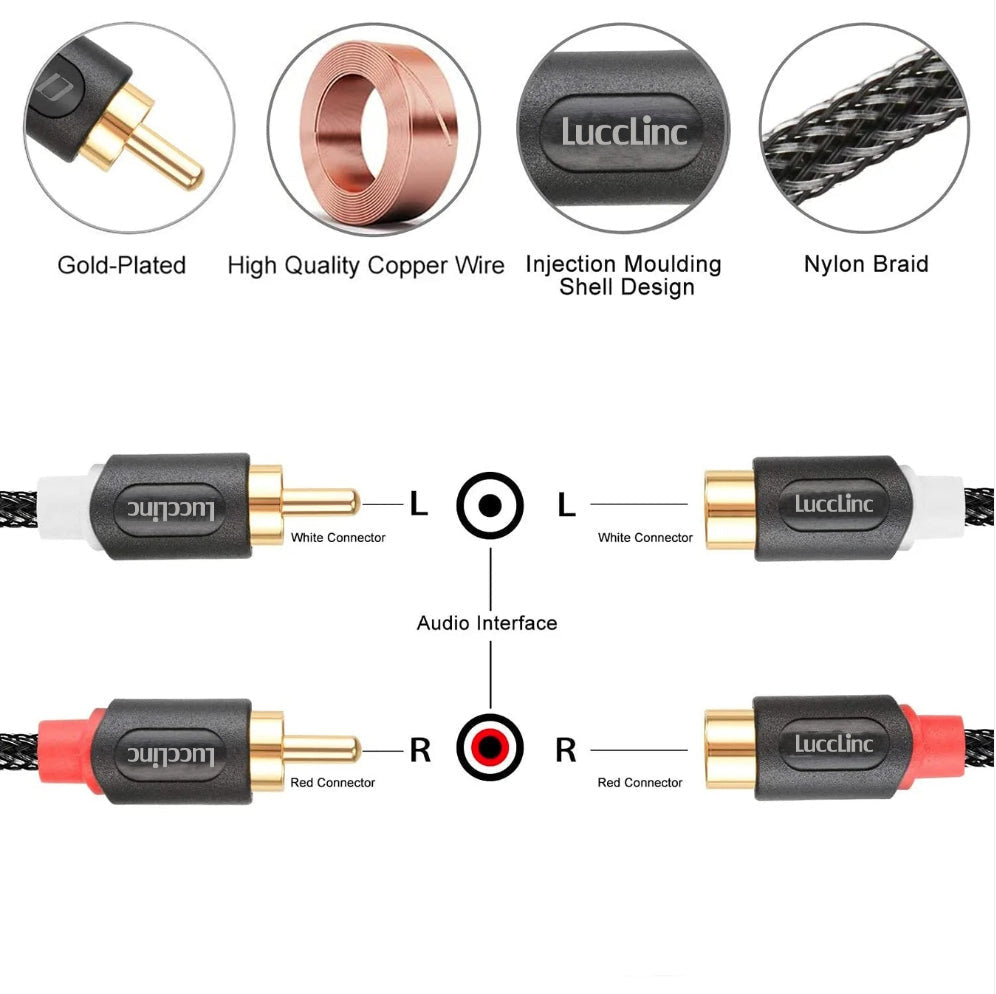 2RCA M/F Audiowave Series Audio Extension Cable with Nylon Braid