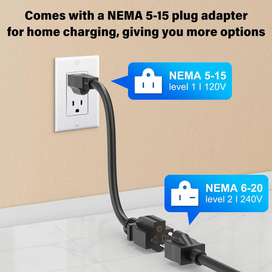 Save 60% - US EV Type 1 Charger with NEMA 6-20 plug 110-240V 16A SAE J1772 Standard