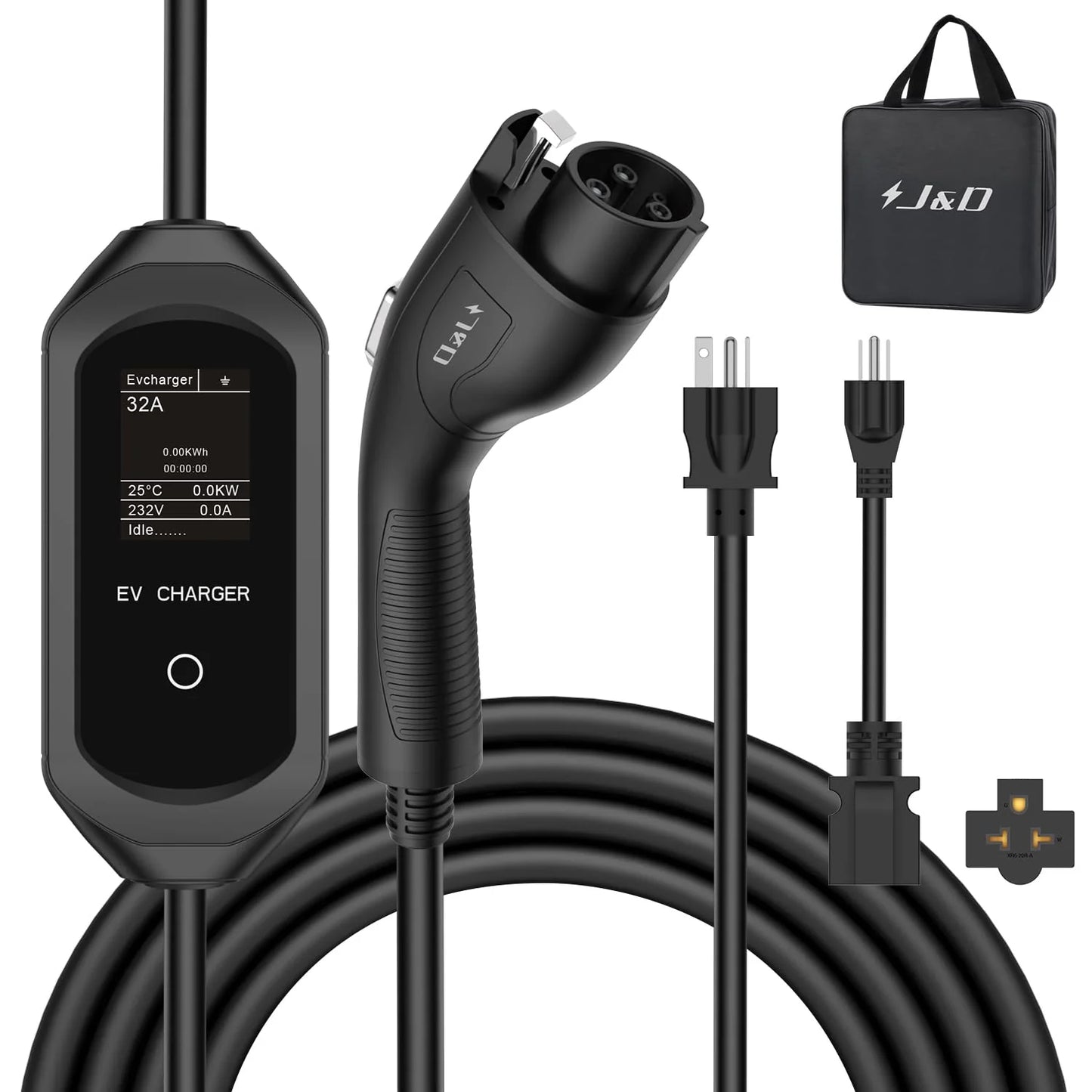 Save 60% - US EV Type 1 Charger with NEMA 6-20 plug 110-240V 16A SAE J1772 Standard