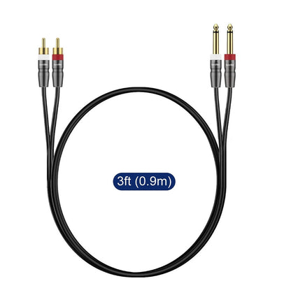 Dual 1/4 inch TS Male to Dual RCA Male Stereo Speaker Cable