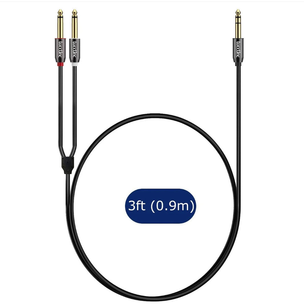 6.35 mm TRS Male to Dual 6.35 mm TS Male Stereo Instrument Cable