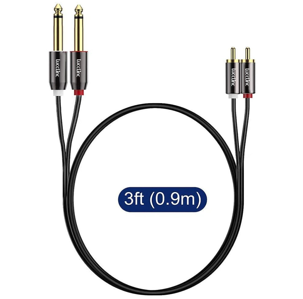 Dual 1/4 inch TS to Dual RCA M/M Stereo Audio Speaker Cable – LuccLinc