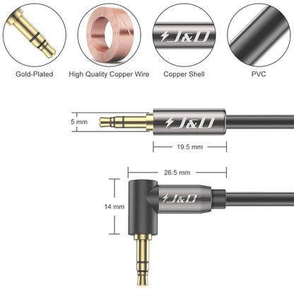 3.5 mm Stereo Audio Aux Cable 90 Degree Right Angle