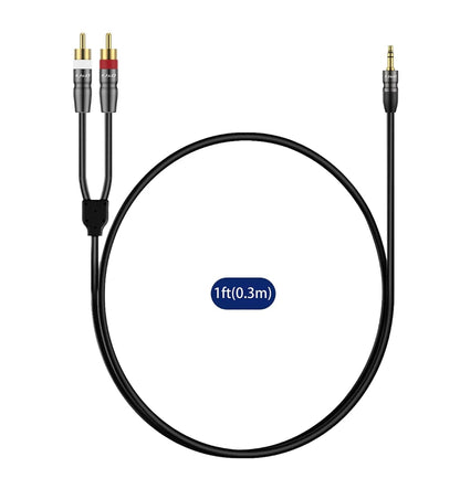 J&D 1/8 inch Male to 2 RCA Male Stereo Audio Cable