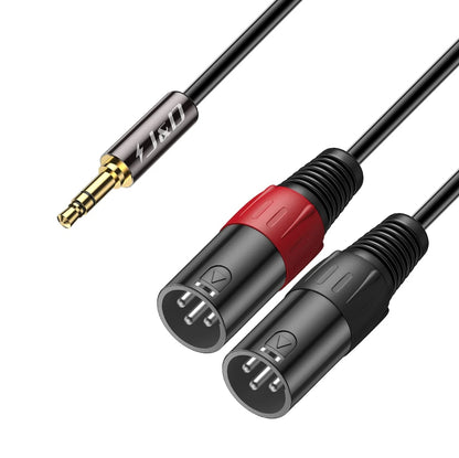 2 XLR Male to 3.5mm 1/8 inch TRS Male Unbalanced Stereo Audio Cable