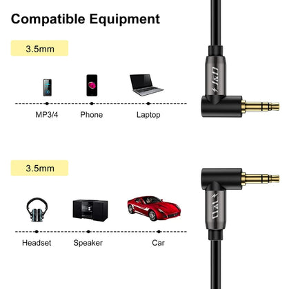 3.5 mm Stereo Audio Aux Cable 90 Degree Right Angle