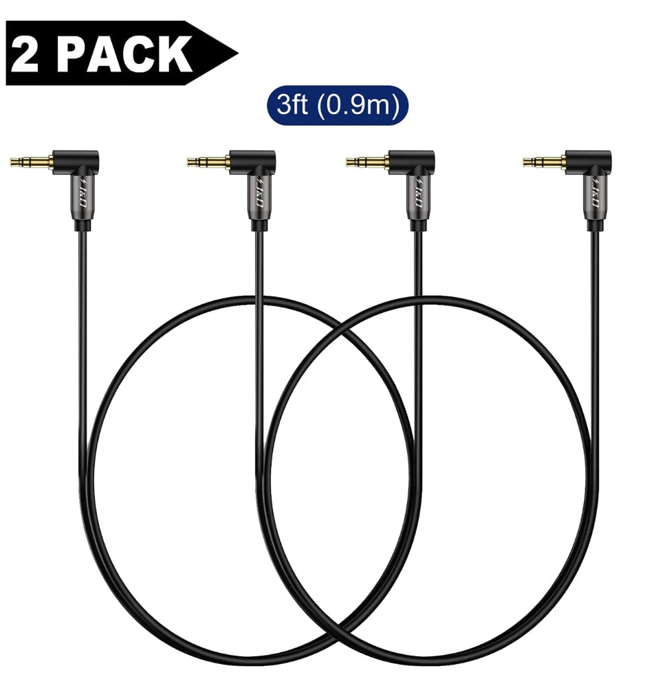 3.5 mm Stereo Audio Aux Cable 90 Degree Right Angle