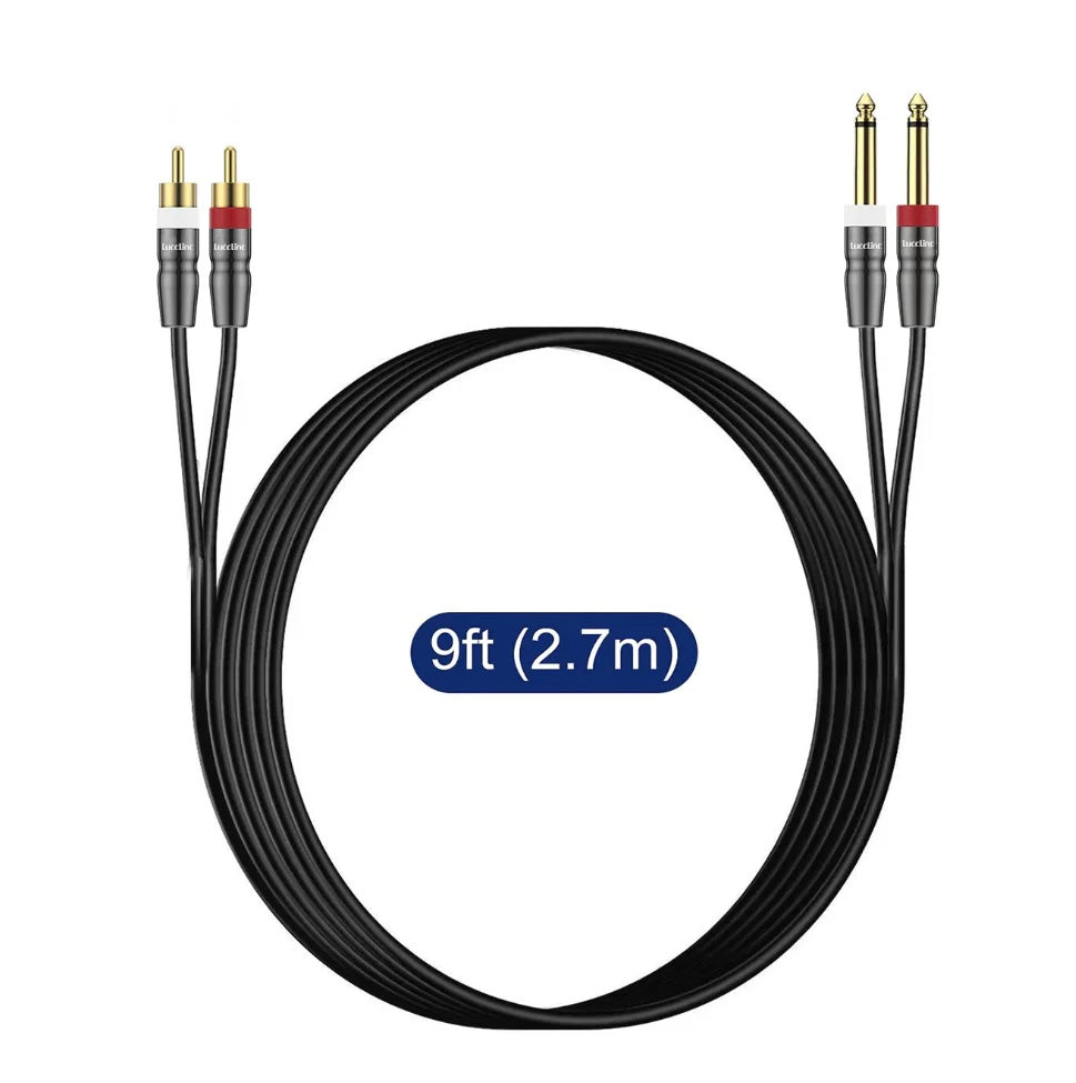 Dual 1/4 inch TS Male to Dual RCA Male Stereo Speaker Cable