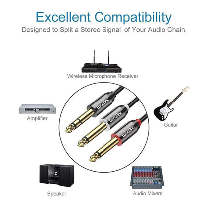 6.35 mm TRS Male to Dual 6.35 mm TS Male Stereo Instrument Cable