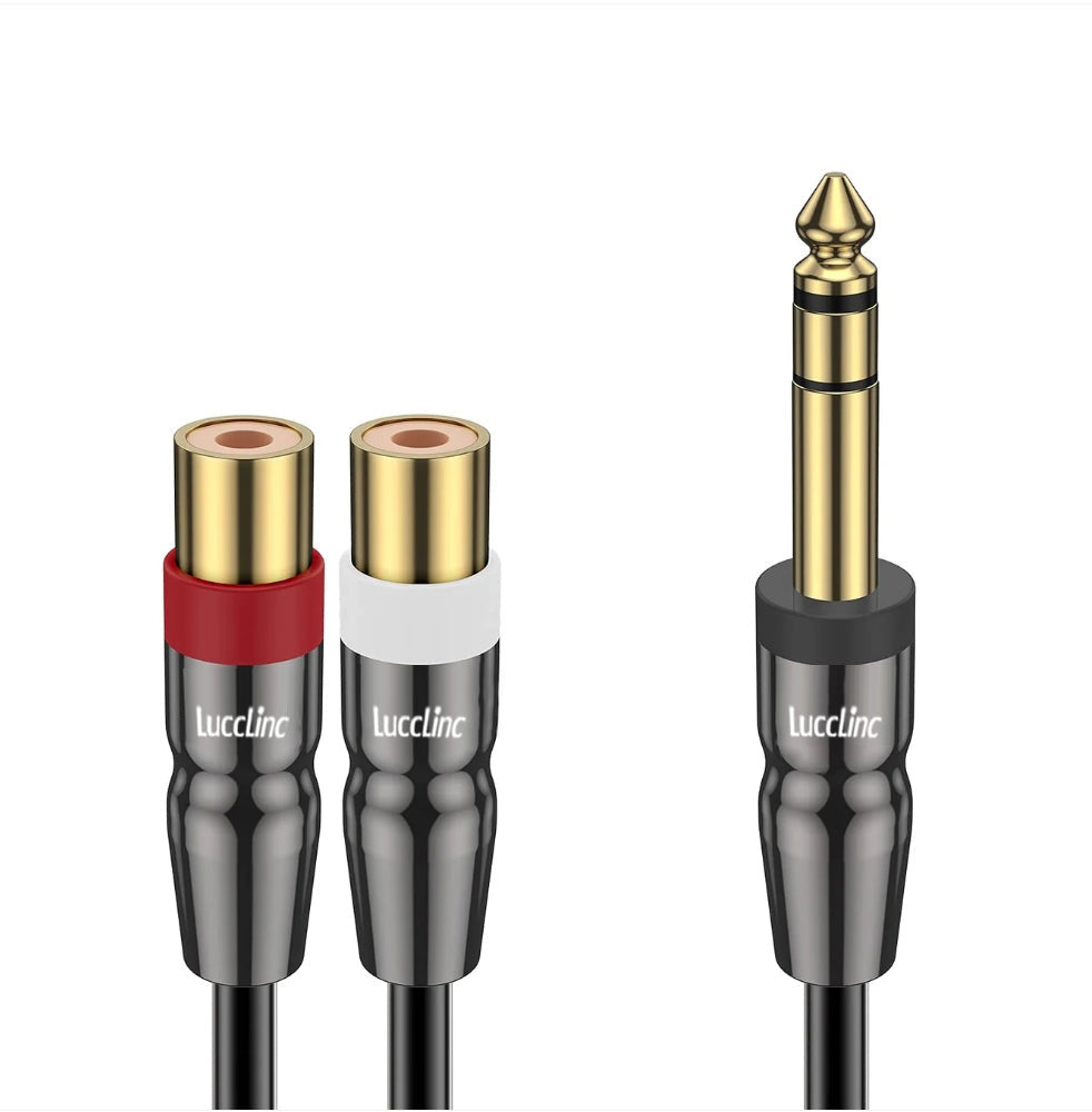 Dual 1/4 inch TS Male to Dual RCA Male Stereo Speaker Cable