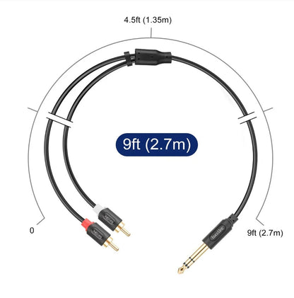 6.35 mm to 2 RCA Male to Male Audiowave Series Stereo Audio Speaker Cable