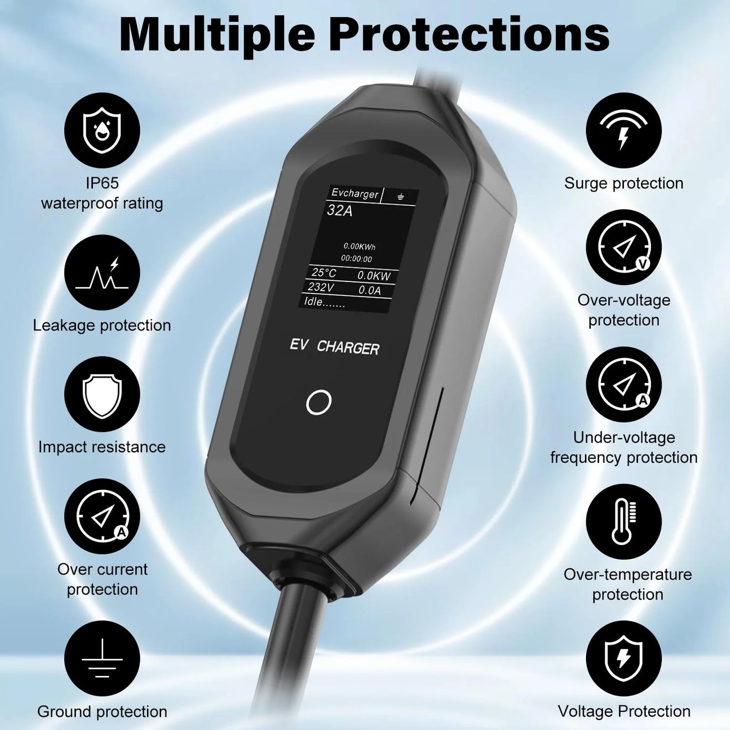 Save 60% - US EV Type 1 Charger with NEMA 6-20 plug 110-240V 16A SAE J1772 Standard